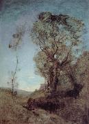 Corot Camille The Italian vill behind pines oil painting artist